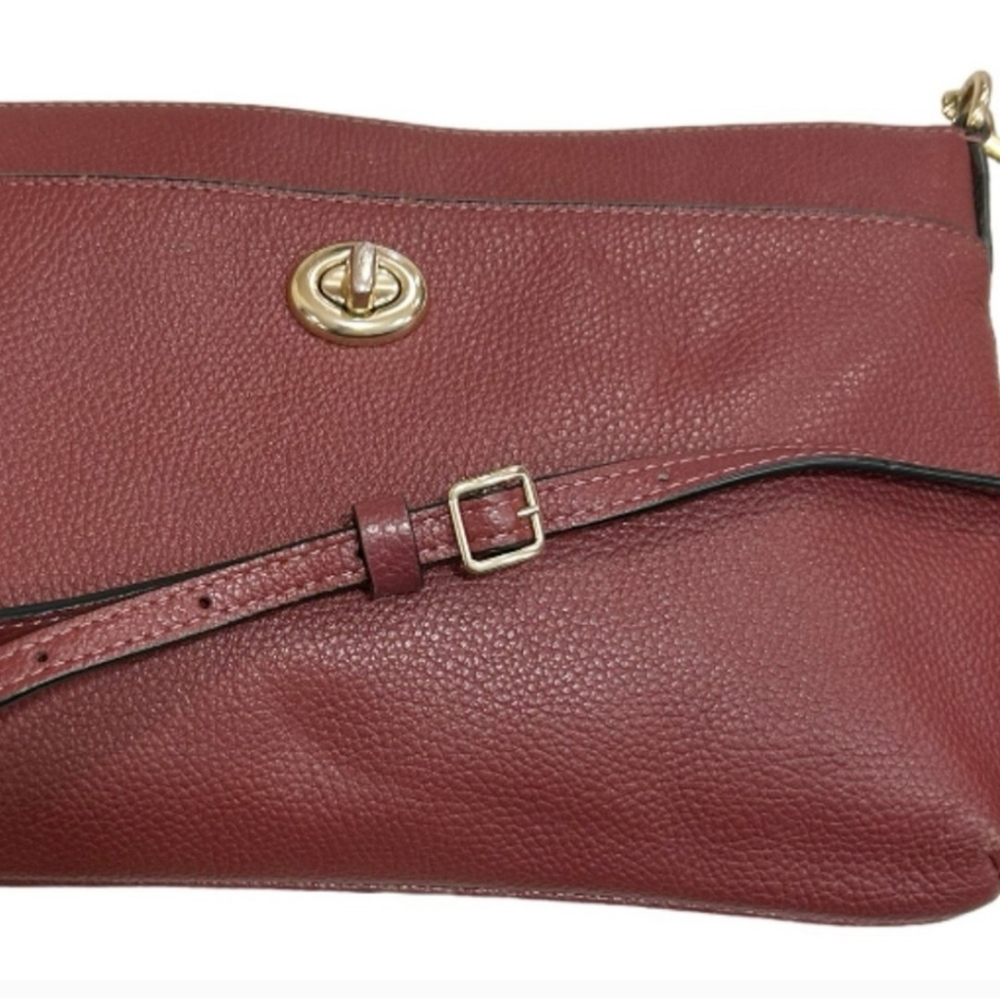 Coach Polly Pebbeled Grain Leather Crossbody in Maroon EUC - Picture 13 of 16